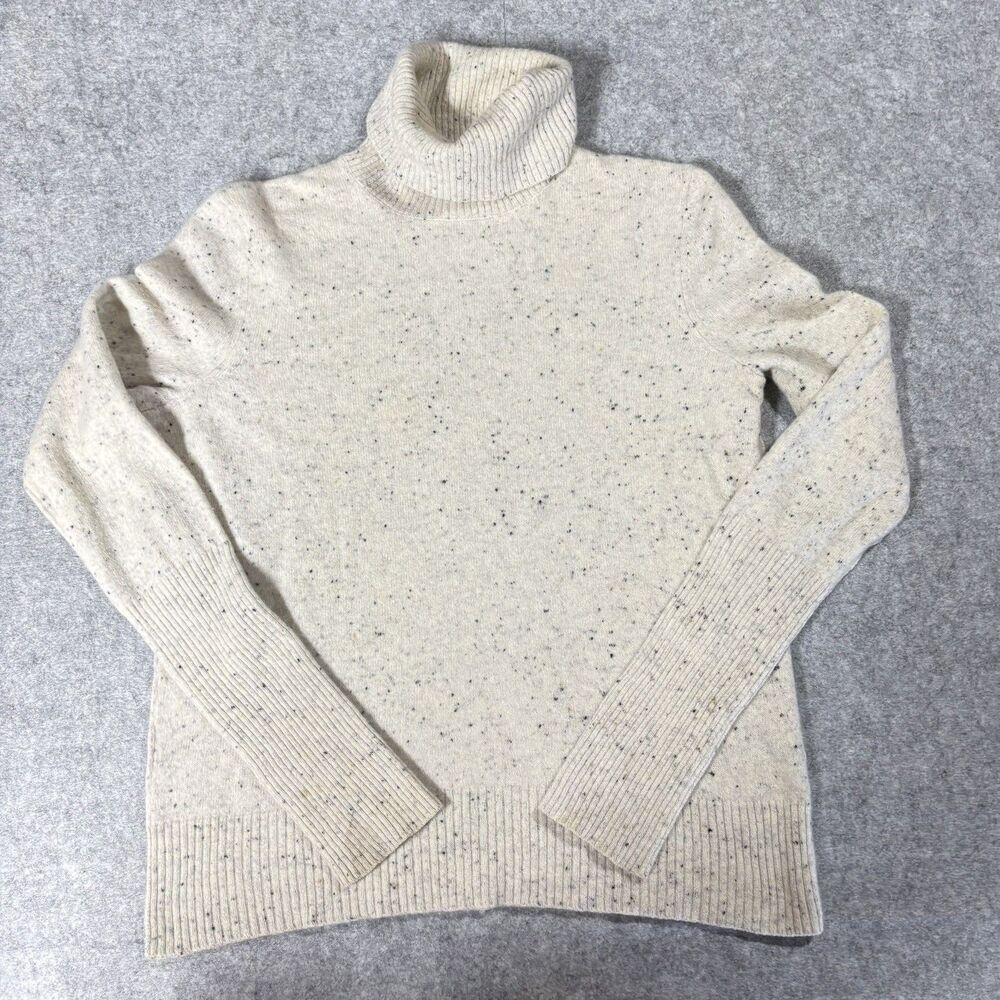 Aqua Cashmere Turtleneck  Sweater  Cream  Speckle Women’s Large